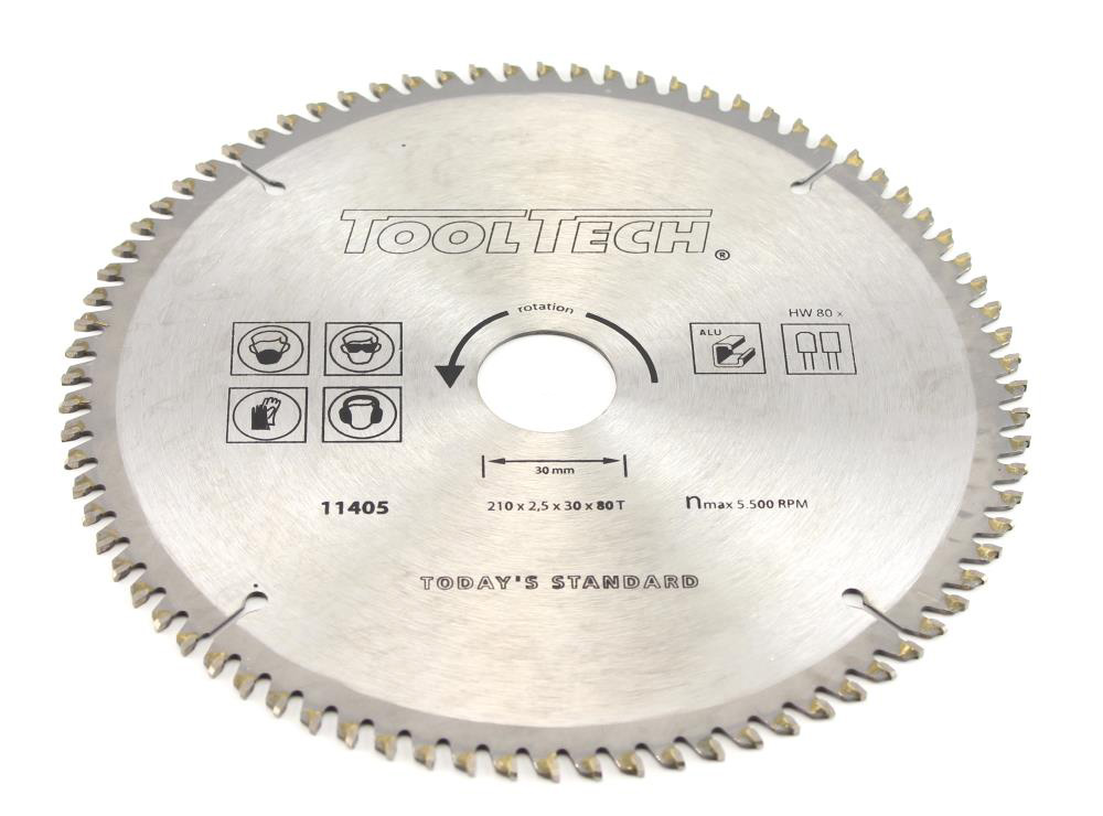 Disco de corte 210 x 2.6 x 30 mm x 80T para metal NF y PVC