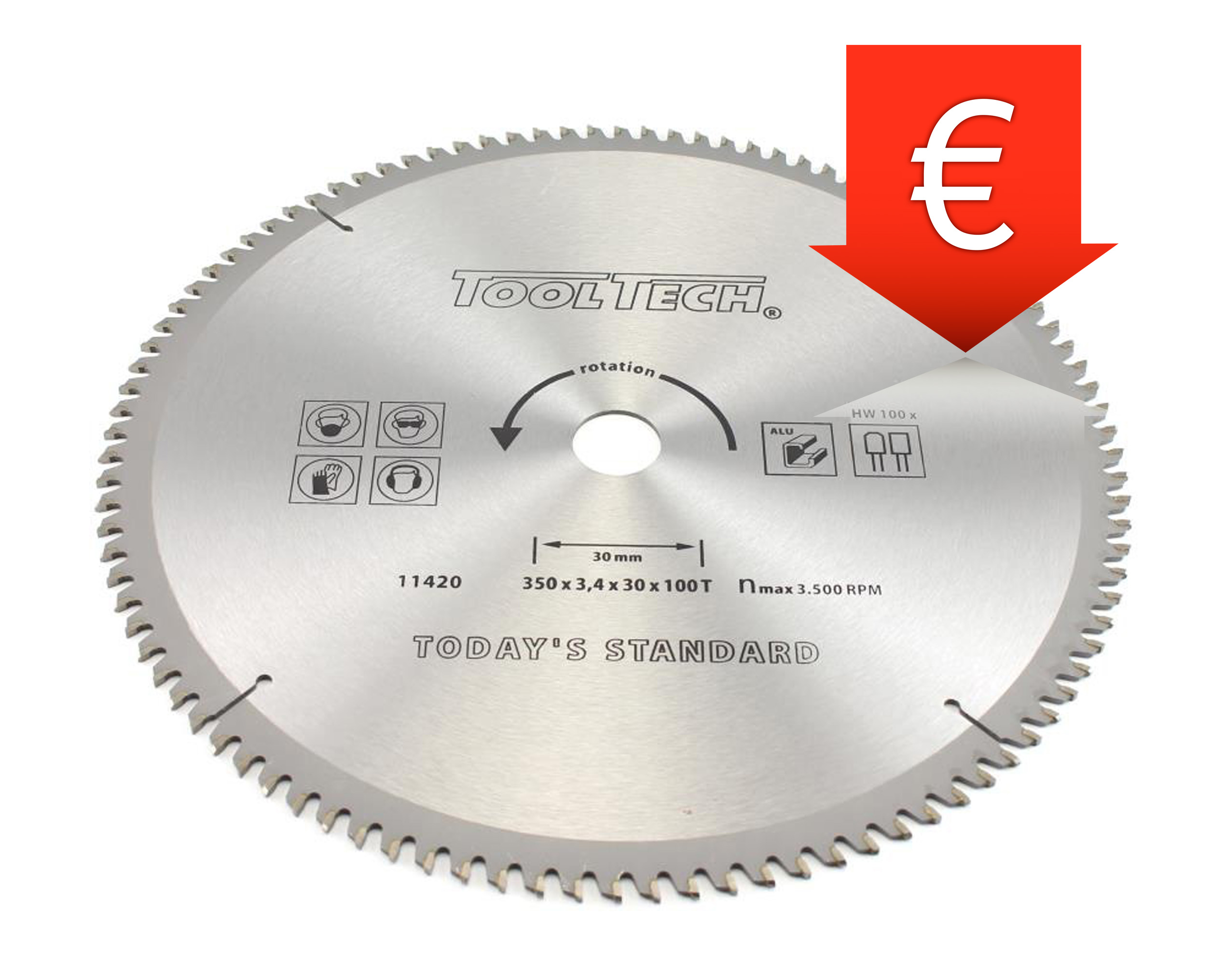Sawblade 350 x 3.4 x 30 mm x 100T for NF-metal and PVC