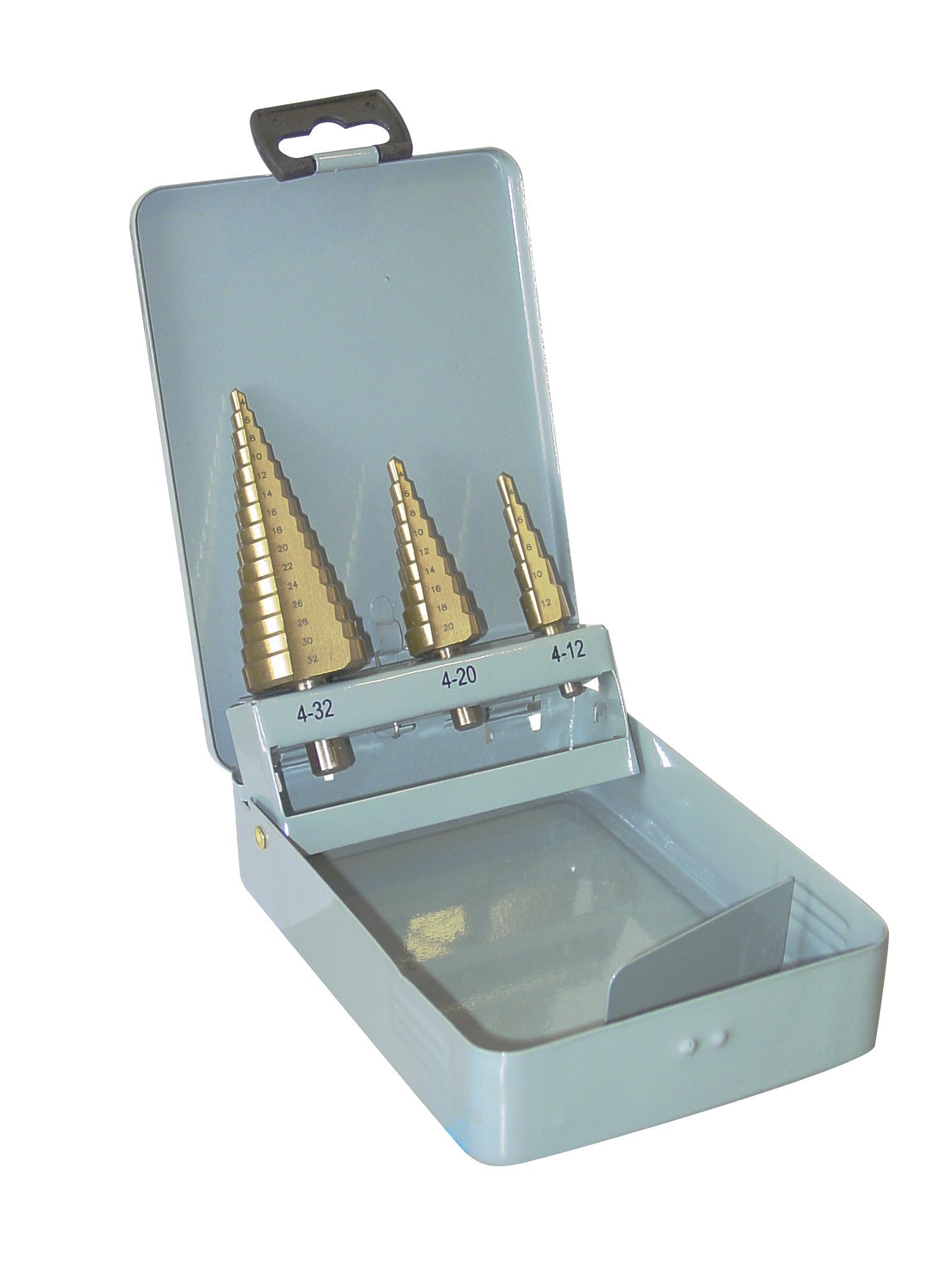 Step drill set 3 pcs. tin