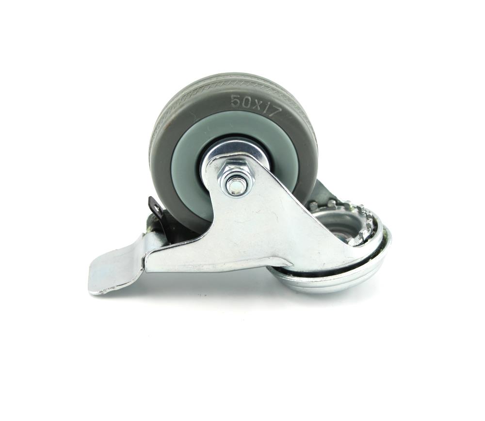 Rueda gir.c/freno gris 50 mm