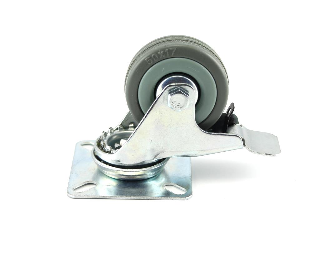 Rueda gir.c/freno gris 50 mm