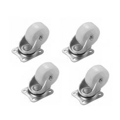 4x zwenkwiel nylon 40 mm wit