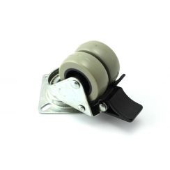 Tweelingwiel zwenk met rem 50 mm